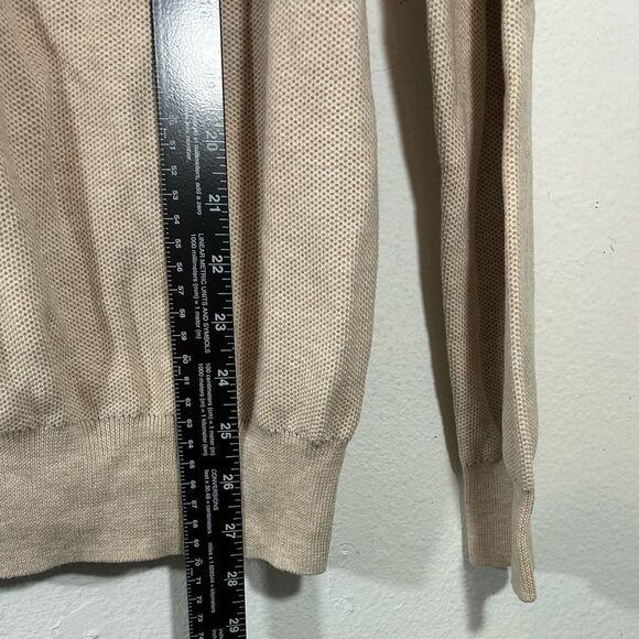 Polo Ralph Lauren mens pullover sweater brown large Pima cotton 1/4 zip pony tan - Picture 8 of 11